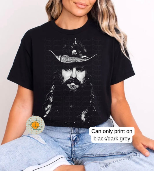 Chris S Half-Tone (only on black/dark grey apparel)