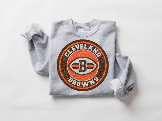 Cleveland Browns Faux Glitter/Embroidery