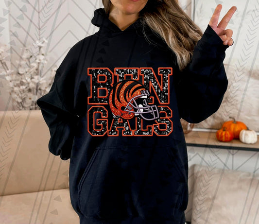 Bengals Helmet Faux Embroidery/Sequin