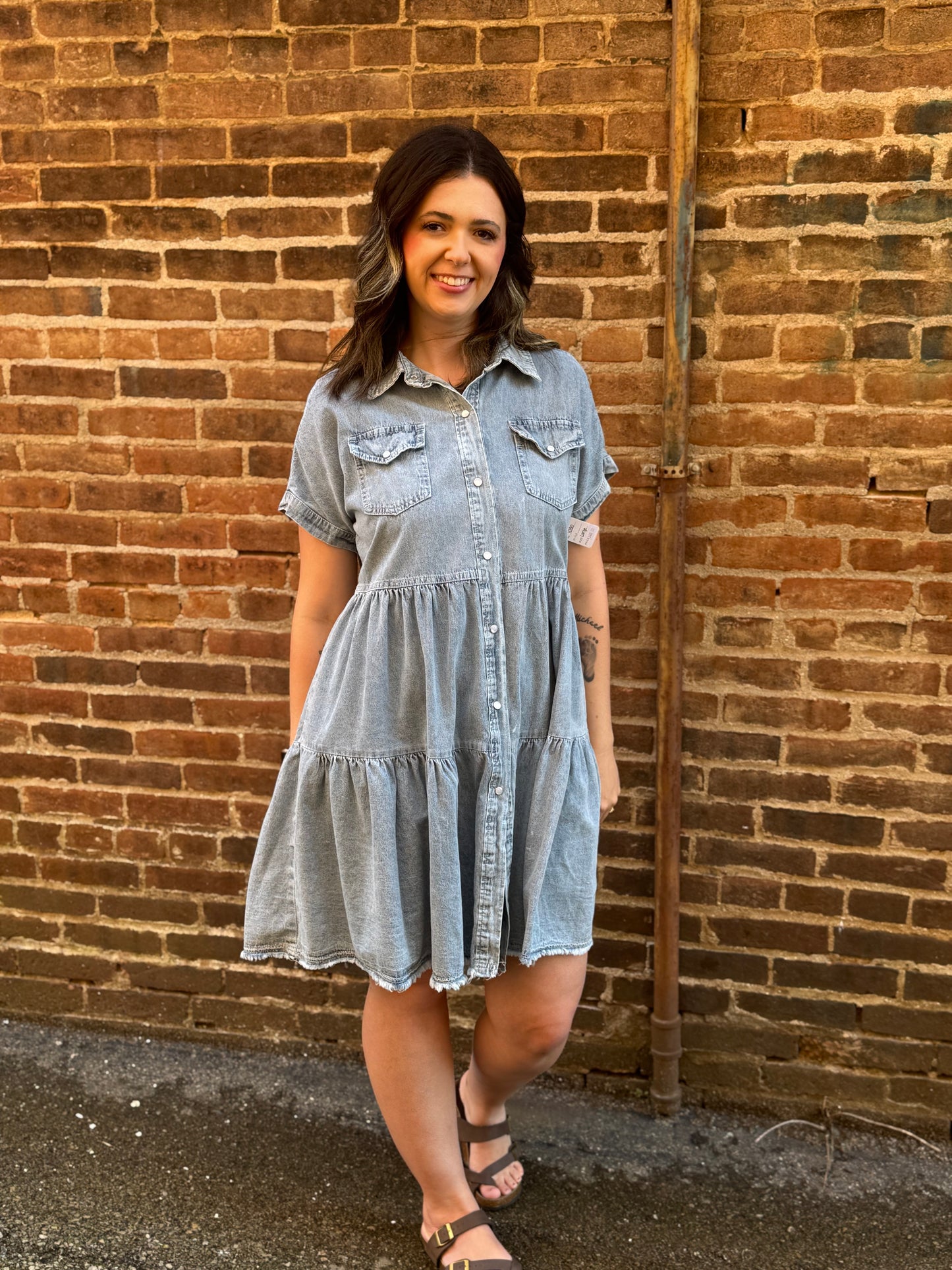 Sweet Magnolia Snap Denim Dress