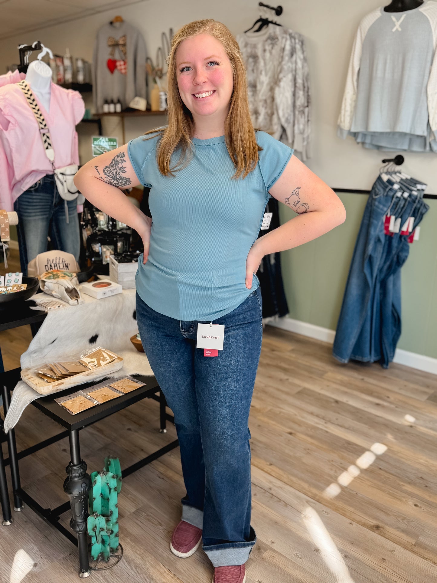 Cap Sleeve Ribbed T Shirt