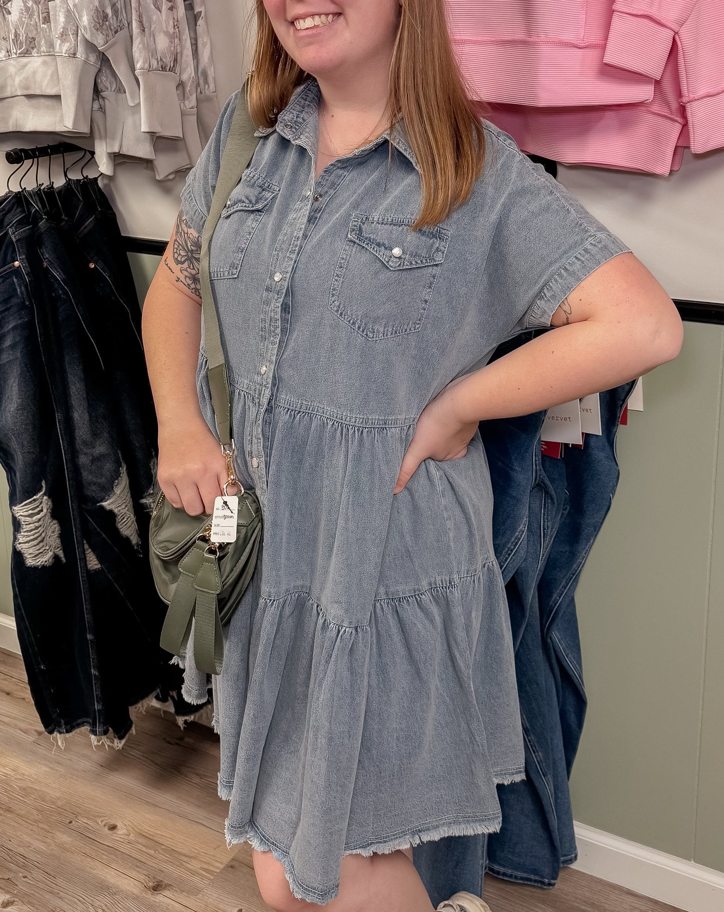 Sweet Magnolia Snap Denim Dress