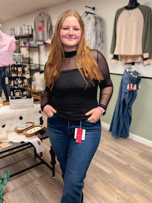 Black lace long sleeve top (has undertop)