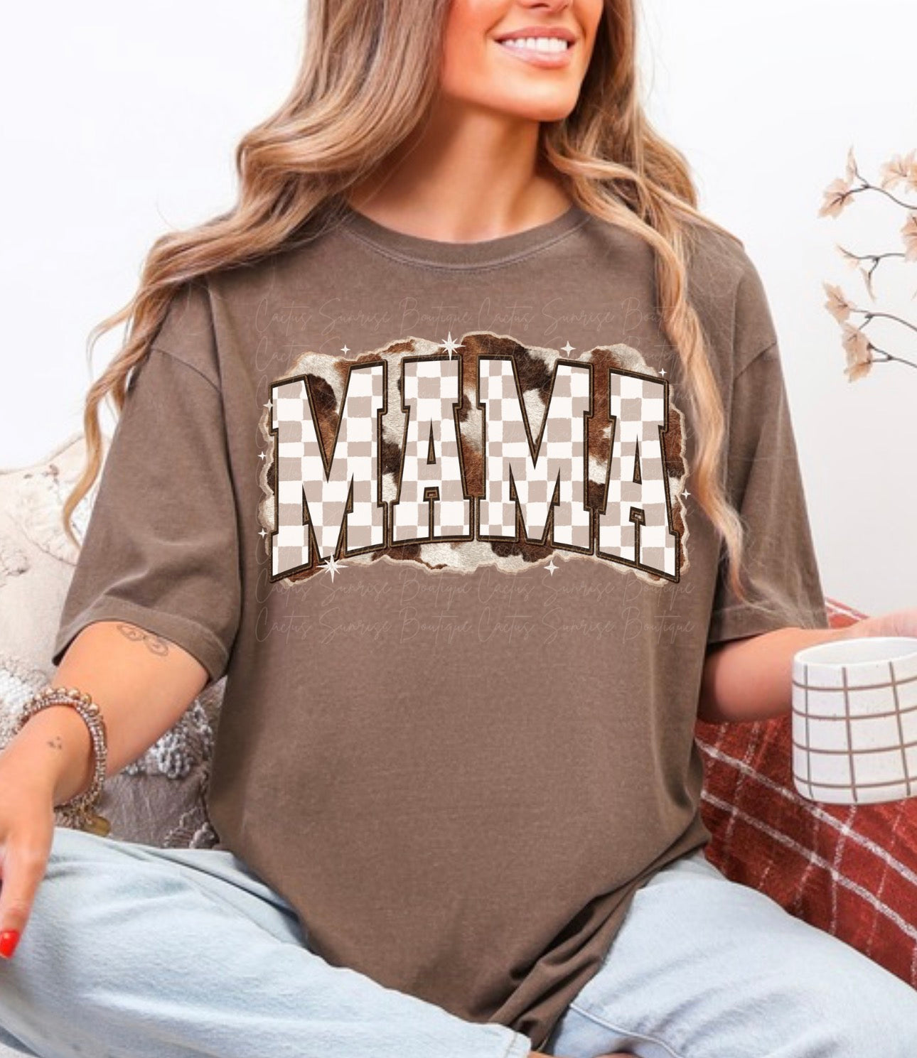 Mama Checkered Cow Hide