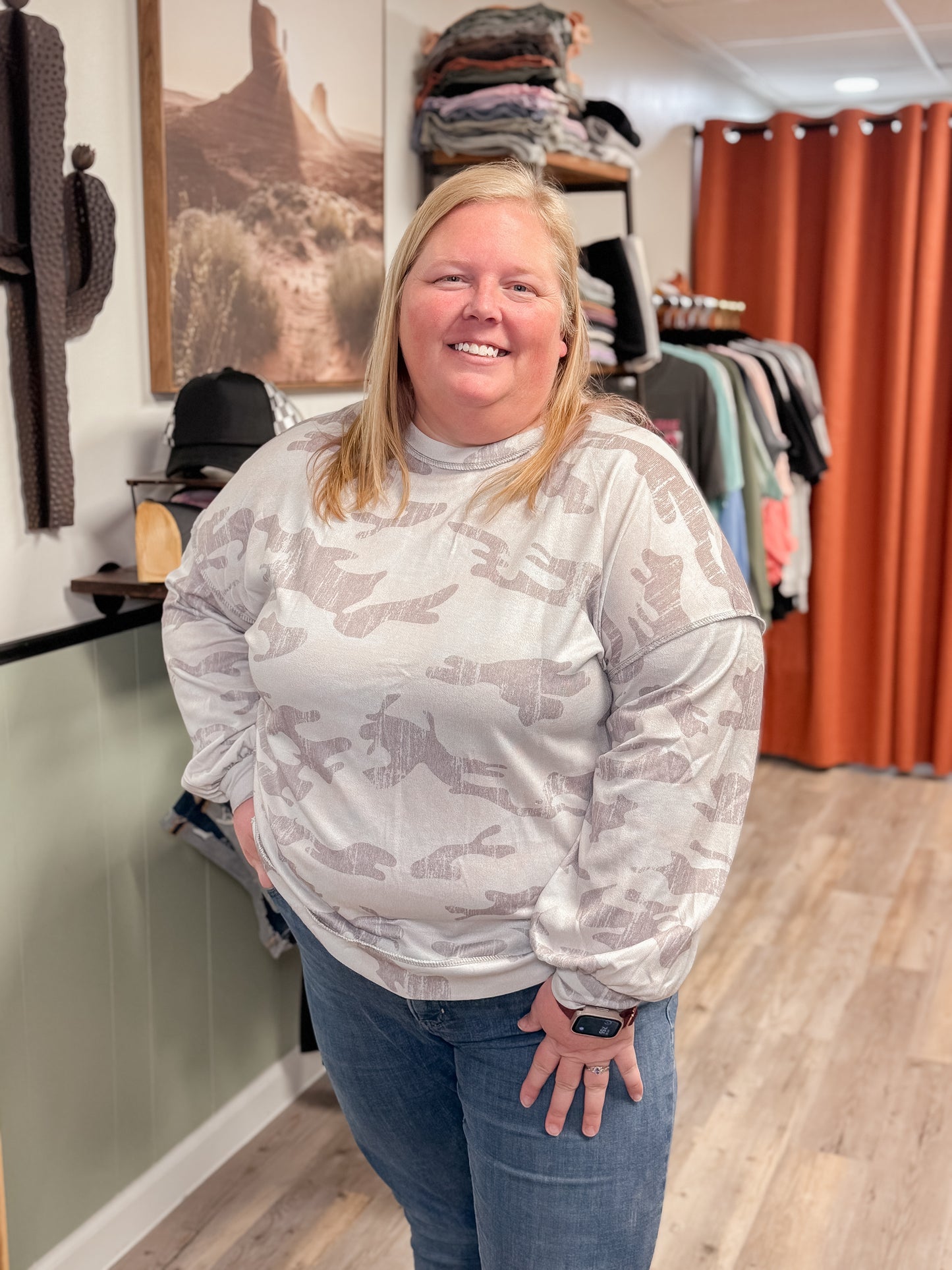 She’s Everything - Camouflage Round Neck Sweatshirt