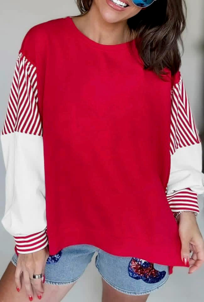 Red Rally Stripe Sweatshirt