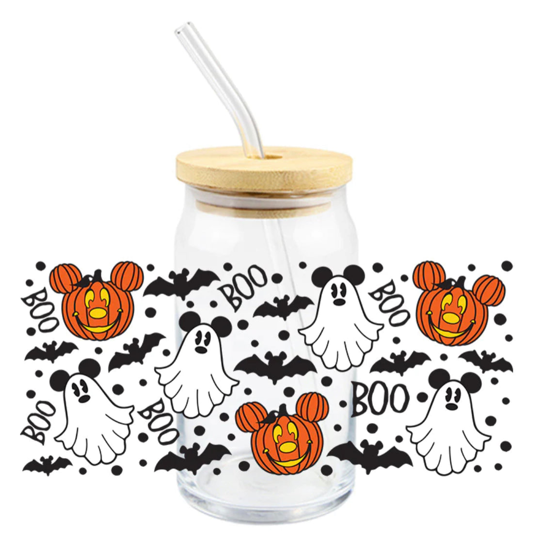 Boo Mouse Pumpkins & Ghosts Glass Tumbler 16oz PRE-ORDER