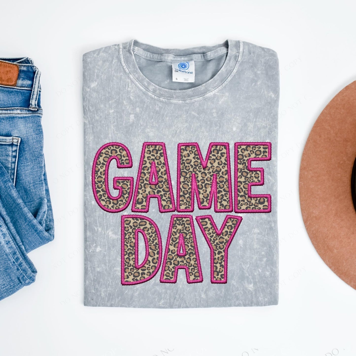Game Day Pink Faux Embroidery