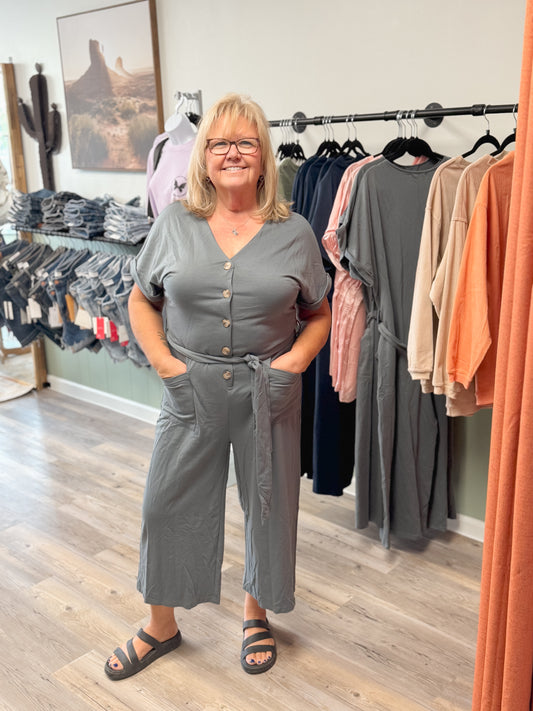 Blue/Green Belted Wide Leg Jumper 1005