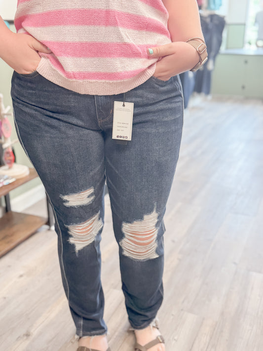 Judy Blue Tummy-Control Distressed Straight Jeans 88819