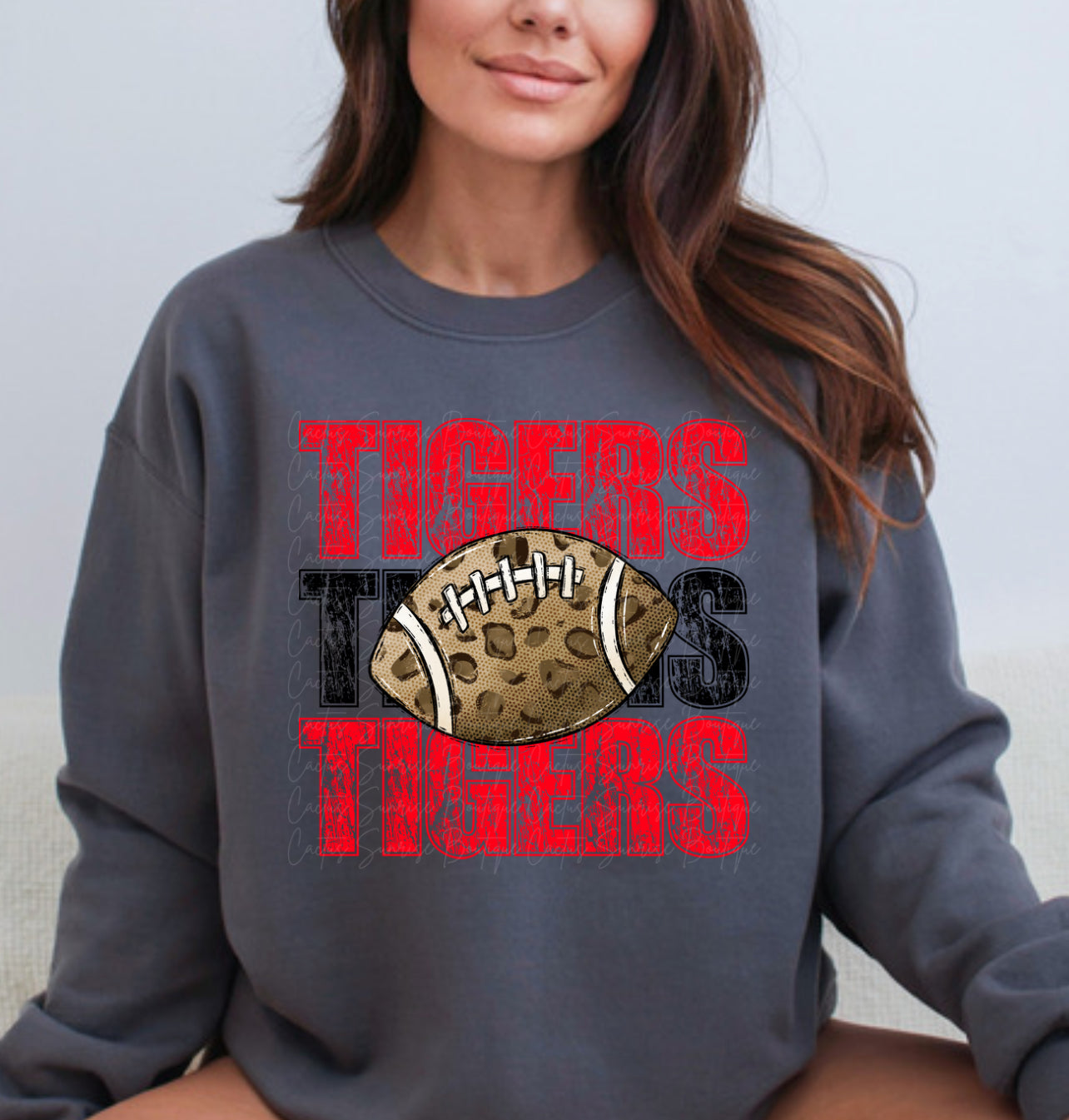 Tigers Football Stacked (black and red)