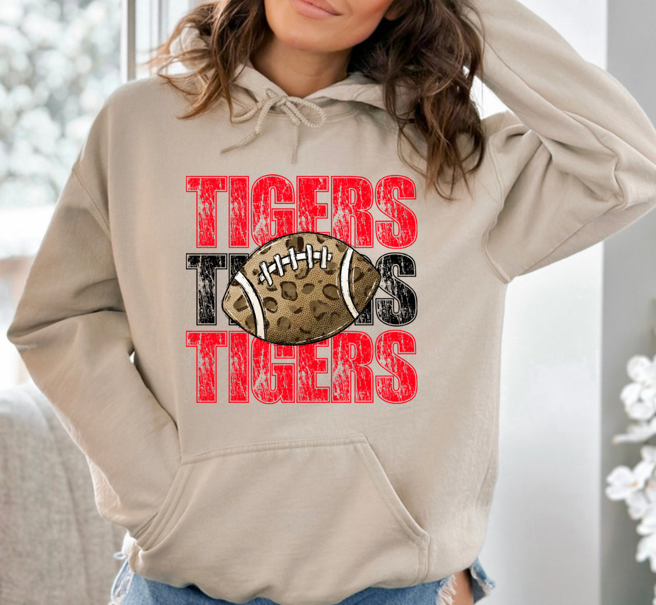 Tigers Football Stacked (black and red)