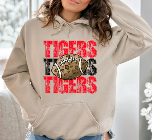 Tigers Football Stacked (black and red)