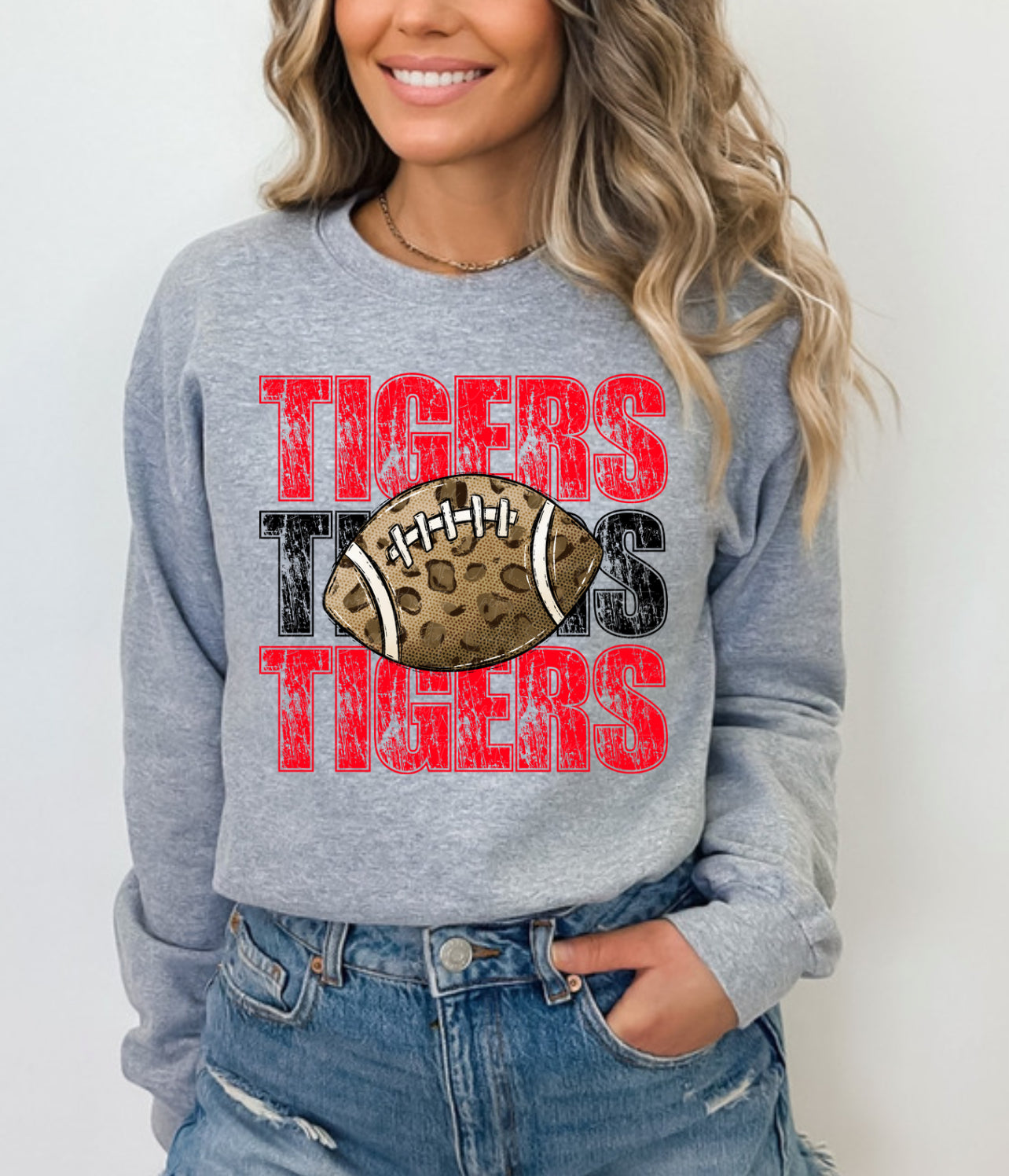 Tigers Football Stacked (black and red)