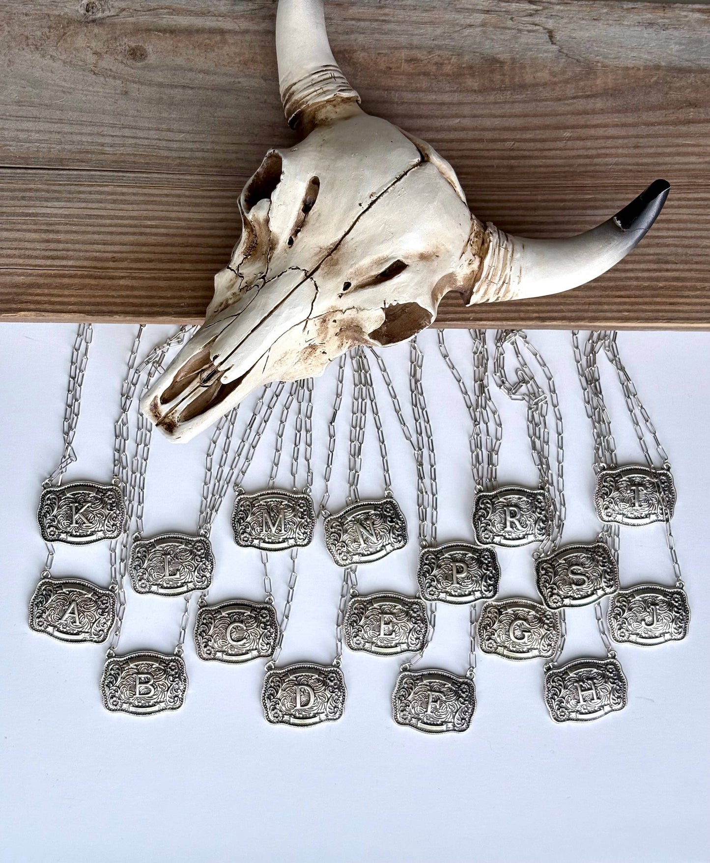 Western Initial Buckle Pendant Necklace