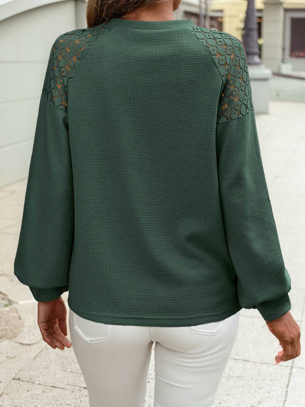 Lace Long Sleeve Textured Pullover