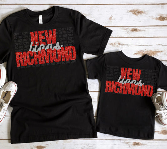 New Richmond Lions Glitter Youth/Toddler/Onesie Tee