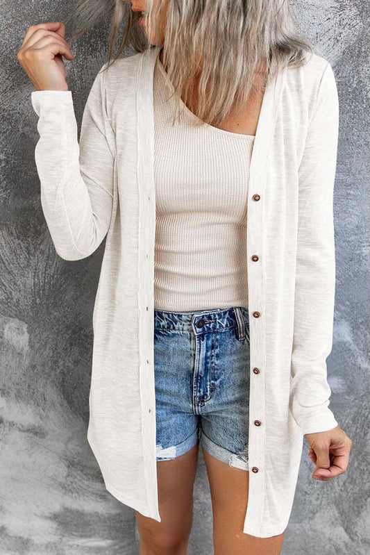 White Button Down Cardigan 1002