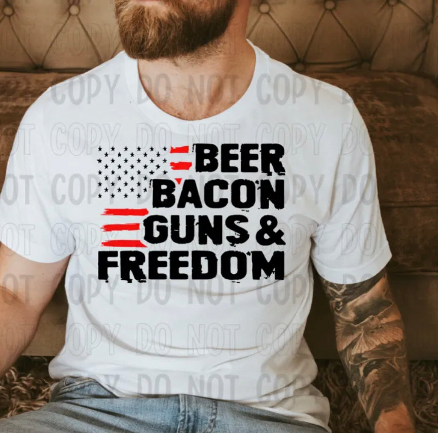 Beer Bacon Guns & Freedom Tee