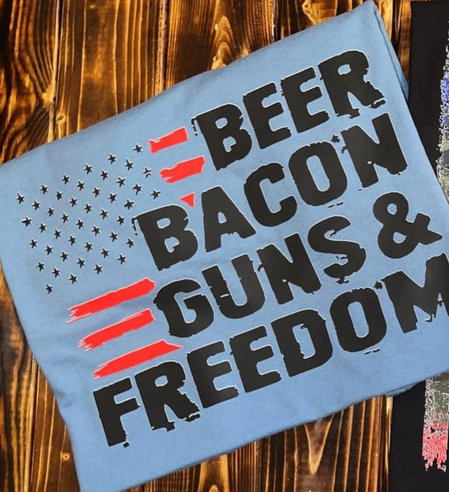 Beer Bacon Guns & Freedom Tee